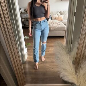 Abercrombie & Fitch Blue Straight Leg Distressed Jeans